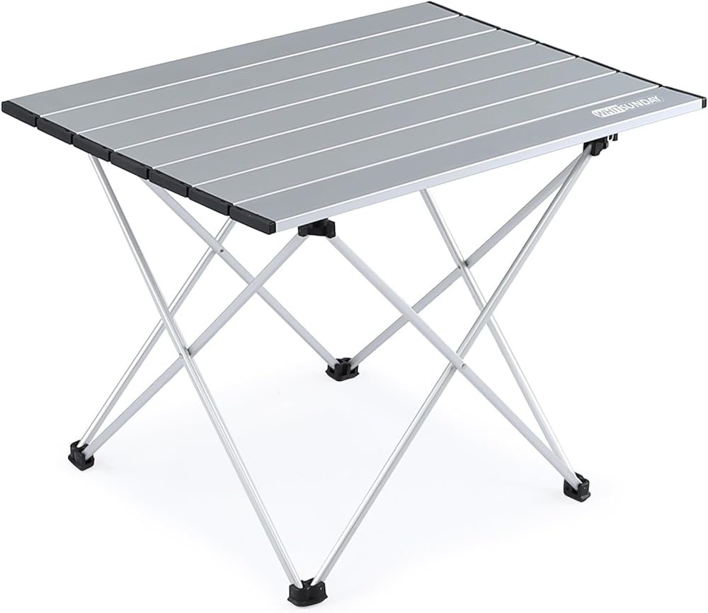 Tbl2-Alu-M-Silver Outdoor Ultralight Portable Camping Side Table, Silver - Medium
