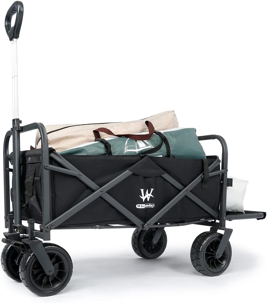 WG1-BLACK-TAIL Collapsible Folding Garden Outdoor Park Utility Wagon Cart, Black