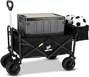 WG1-BLK-HD Heavy Duty Collapsible Folding Garden Outdoor Park Utility Wagon Picnic Camping Cart, Black