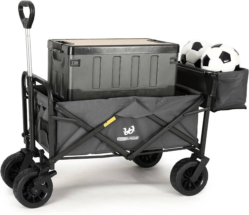 WG1-GREY-HD Heavy Duty Collapsible Folding Garden Outdoor Park Utility Wagon Picnic Camping Cart, Grey -  Whitsunday, WG1-GREY (HD)