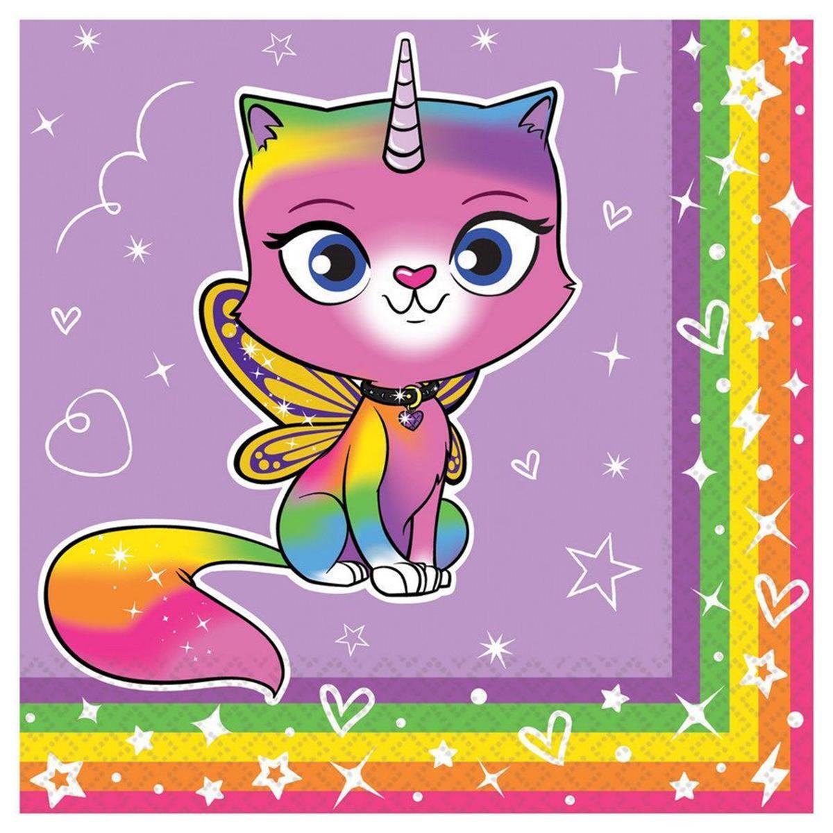 Picture of Amscan 307493 Rainbow Butterfly Unicorn Kitty Beverage Napkins&#44; Pack of 16