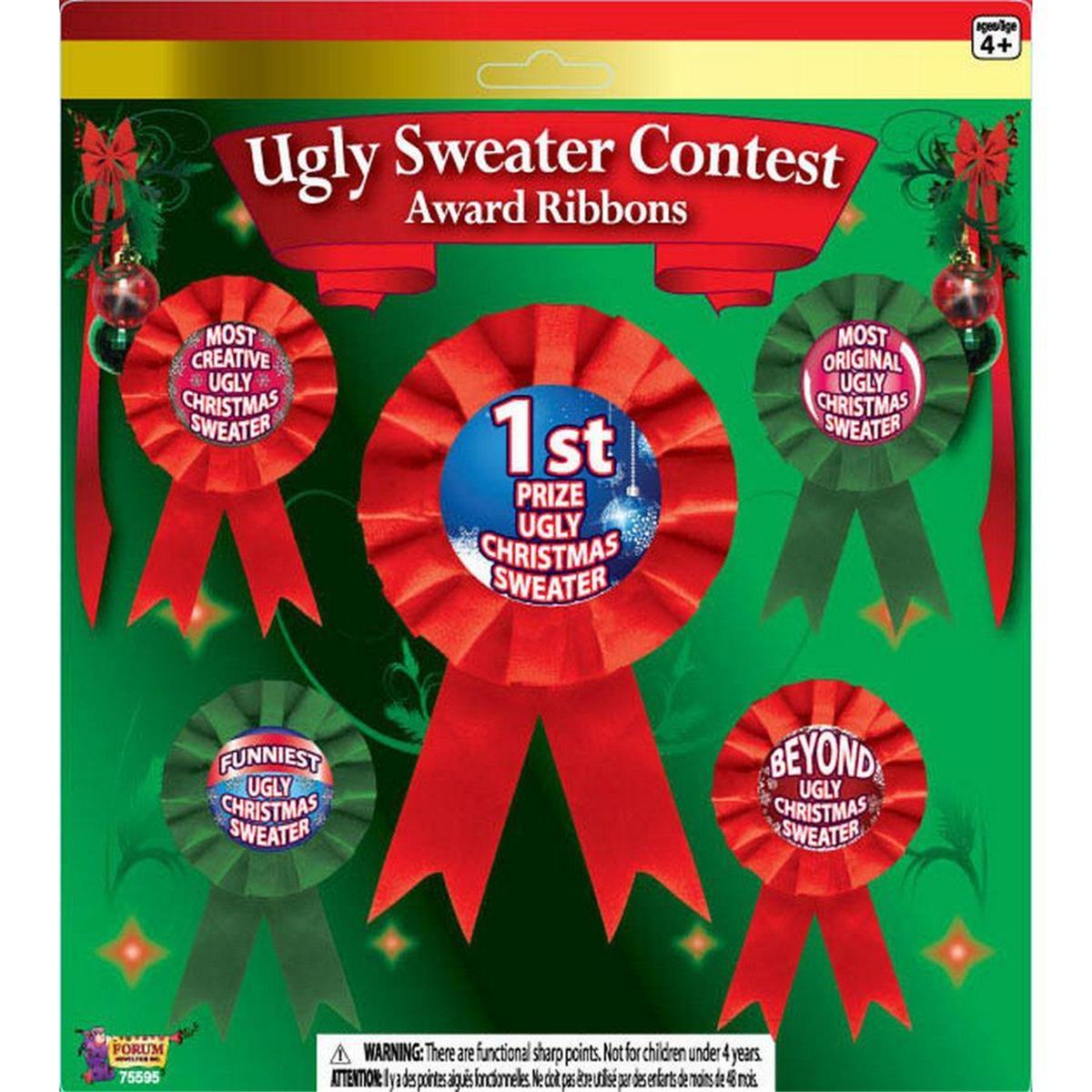 Picture of Forum Novelties 306052 Ugly Christmas Sweater Award Ribbons - Set of 5