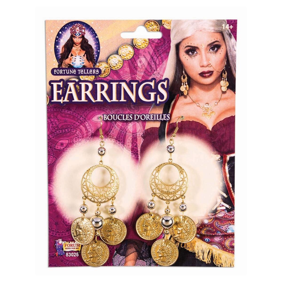 Picture of Forum 406937 Fortune Teller Coin Earrings - Gold - One Size
