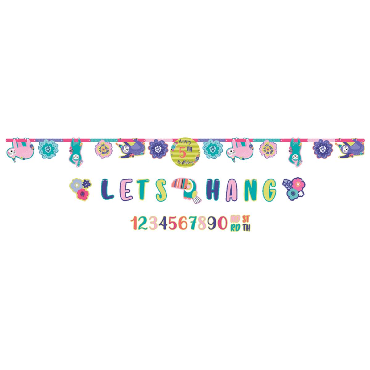 Picture of Amscan 639508 Sloth Party Happy Birthday Add An Age Letter Banner & Mini Banner Kit