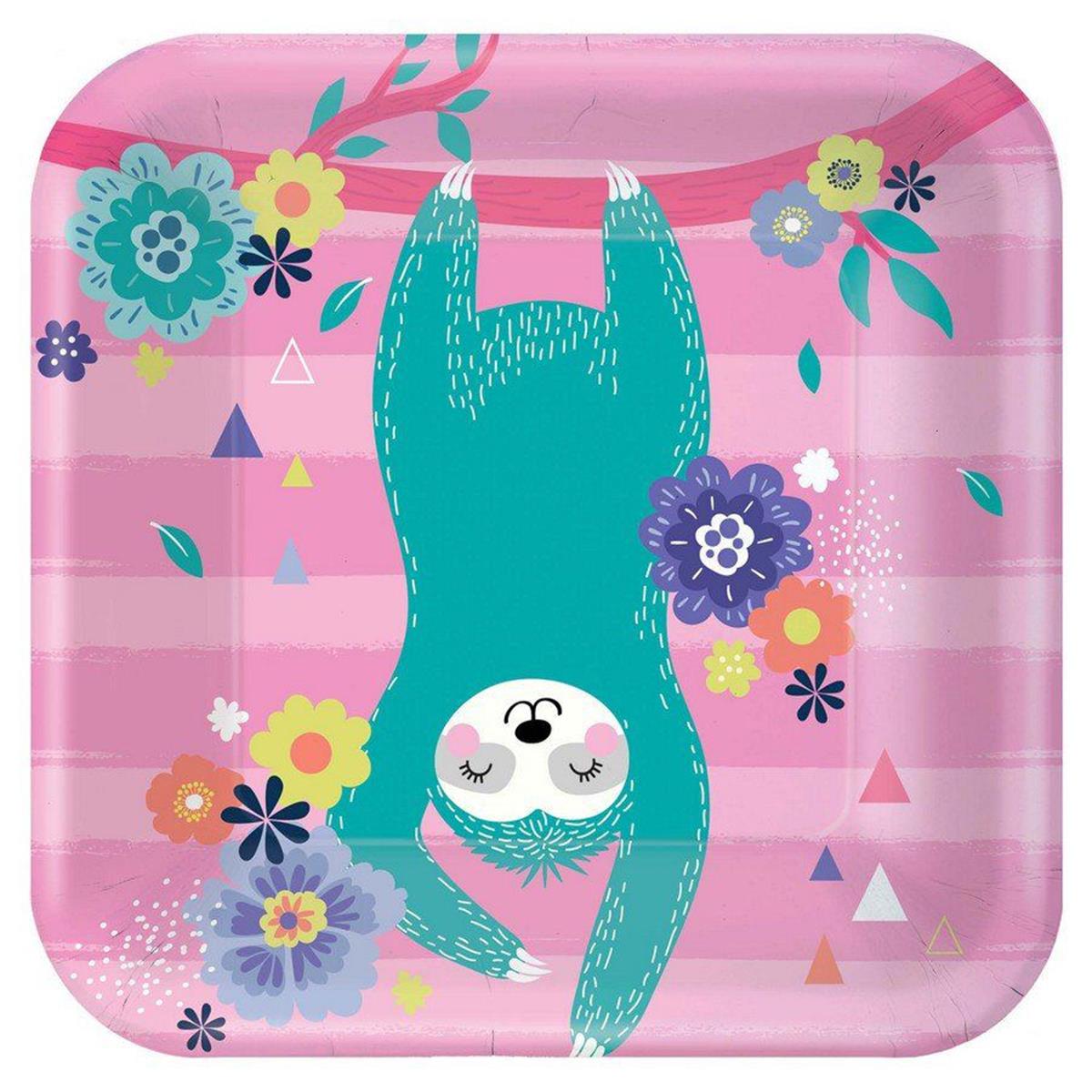 Picture of Amscan 639498 Sloth Celebration Lunch Plate - Pack of 8