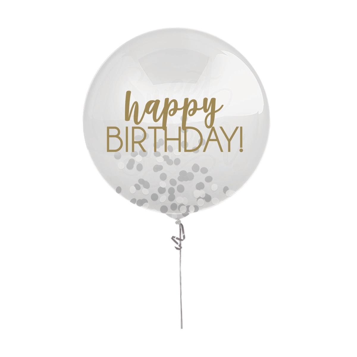Picture of Amscan 644408 24 in. Silver & Gold Confetti Birthday Balloon