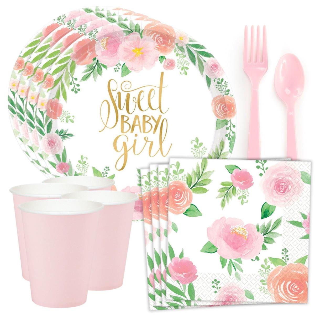 Picture of Costume Supercenter 611724 Floral Baby Shower Standard Tableware Kit