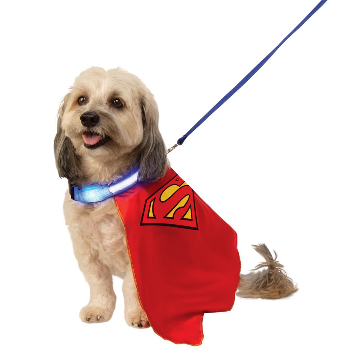 Picture of Rubies 653235 Superman Pet Cape with Light up Collar & Leash&#44; Extra Large