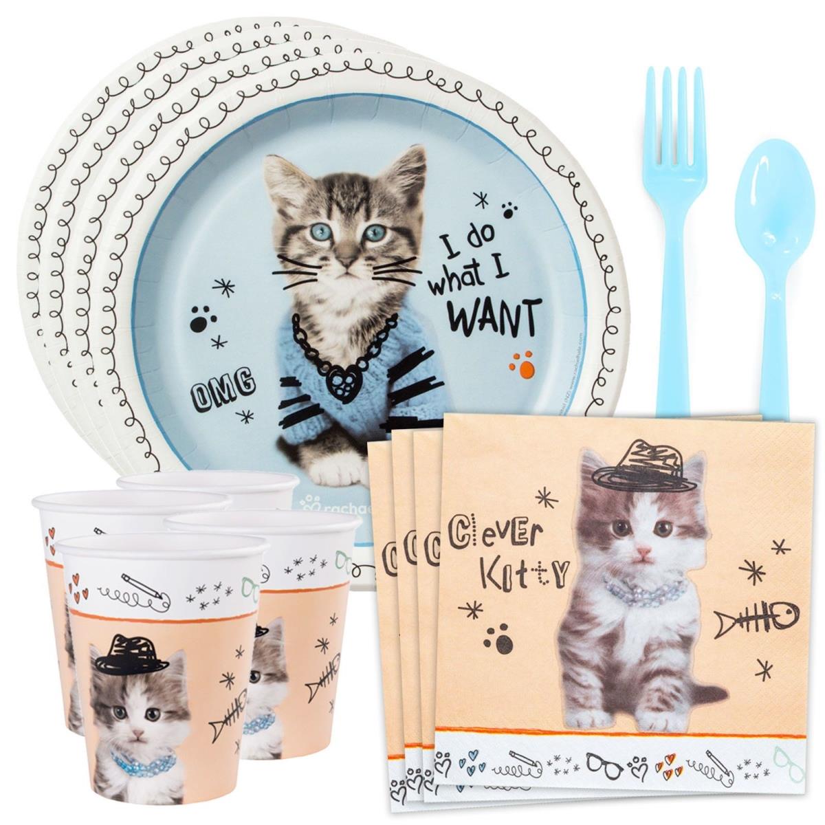 Picture of Costume Supercenter 609021 Rachael Hale Cats Rule Standard Tableware Kit