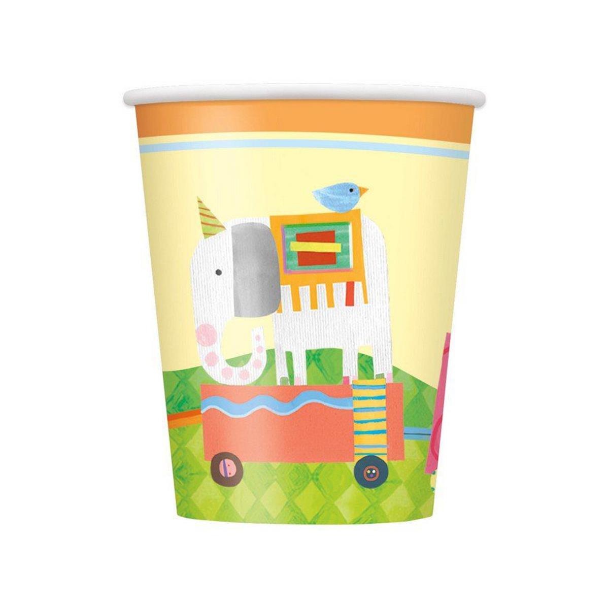 Picture of Unique Industries 641837 9 oz Circus Animal Paper Cups - Pack of 8