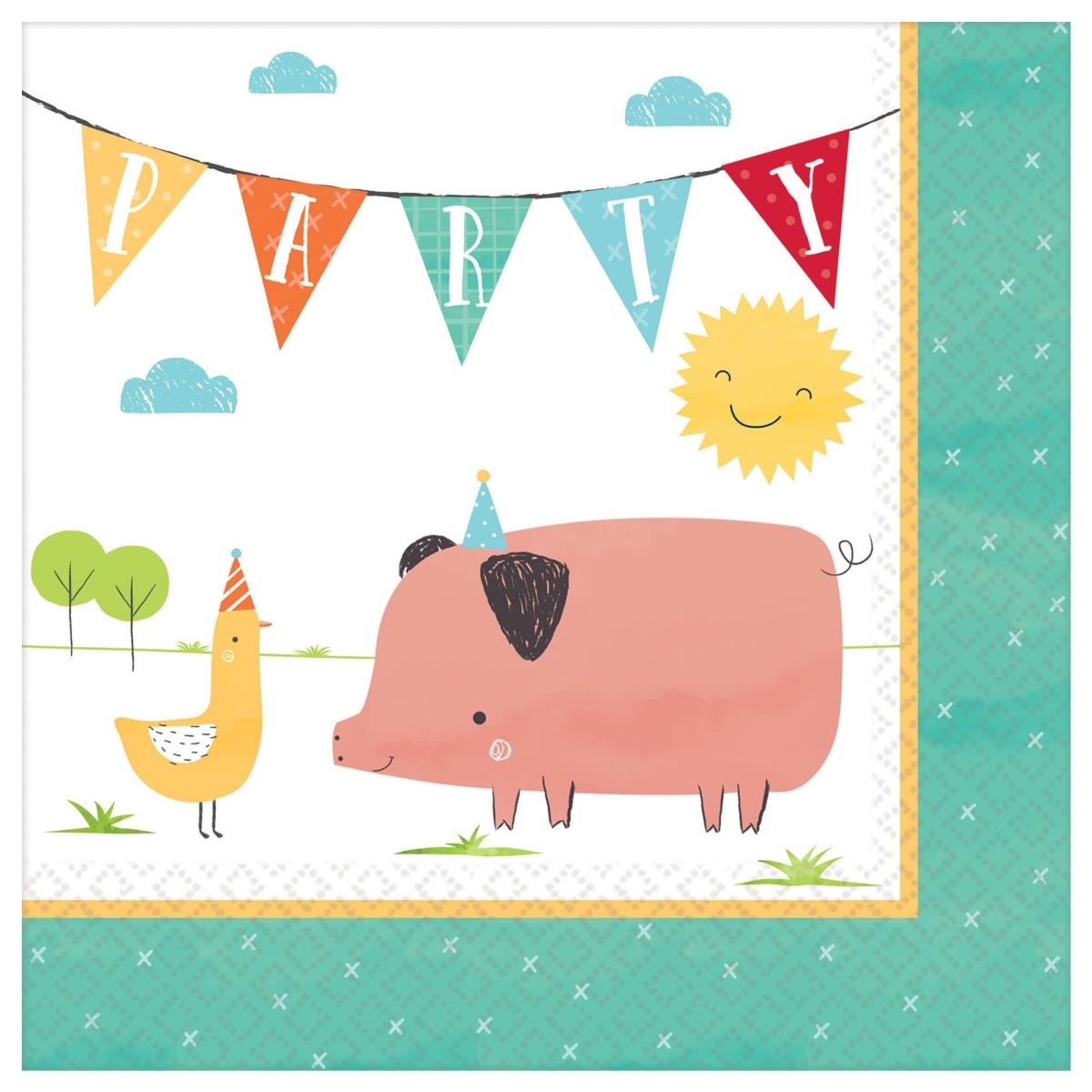 Picture of Amscan 619527 Barnyard Birthday Lunch Napkins - Pack of 8