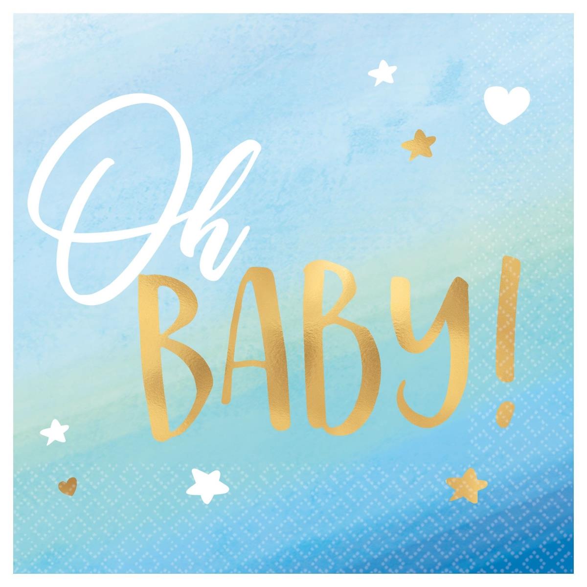 Picture of Amscan 644230 Baby Shower Hello World Boy Small Napkin