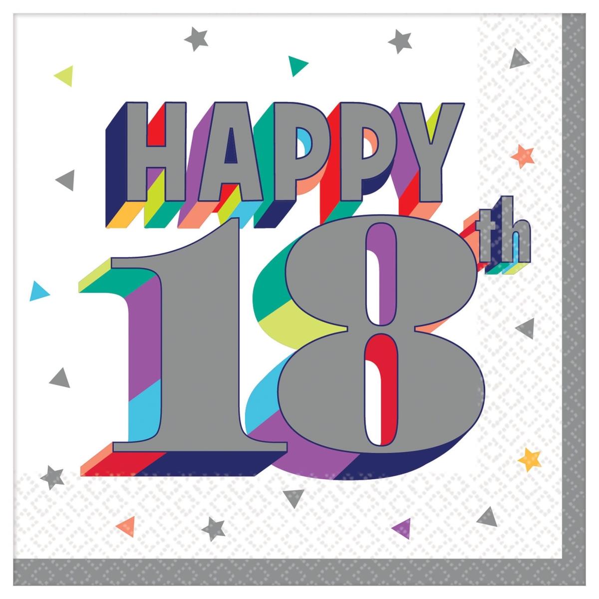 Picture of Amscan 619613 Heres to Your 18th Birthday Beverage Napkins - Pack of 16