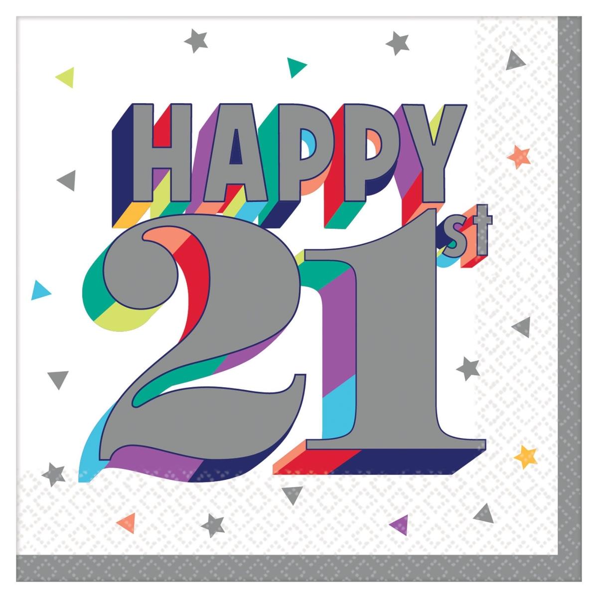 Picture of Amscan 619614 Heres to Your 21st Birthday Beverage Napkins - Pack of 16