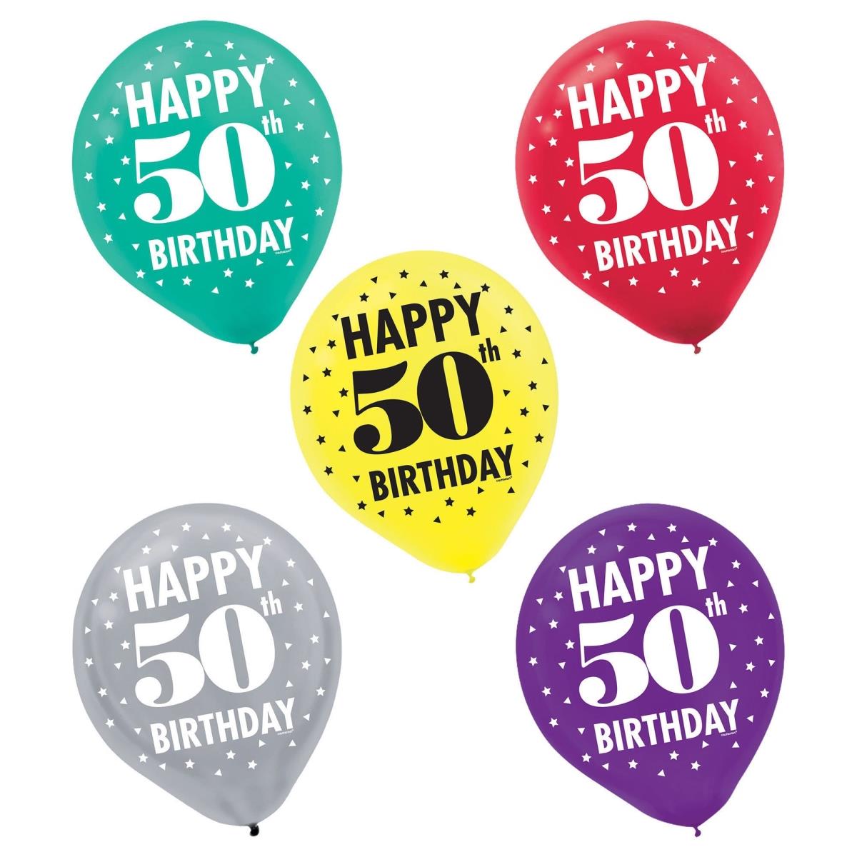 Picture of Amscan 619580 Heres to Your 50th Birthday Printed Balloon - Pack of 15