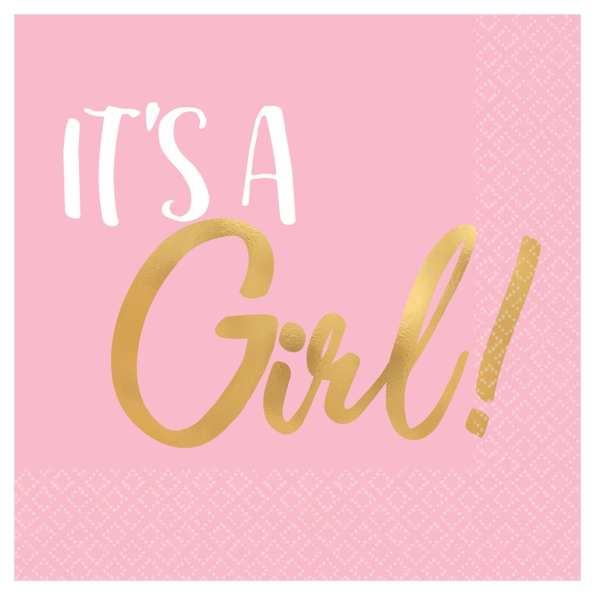 Picture of Amscan 644254 Its A Girl Beverage Napkins - Pack of 16