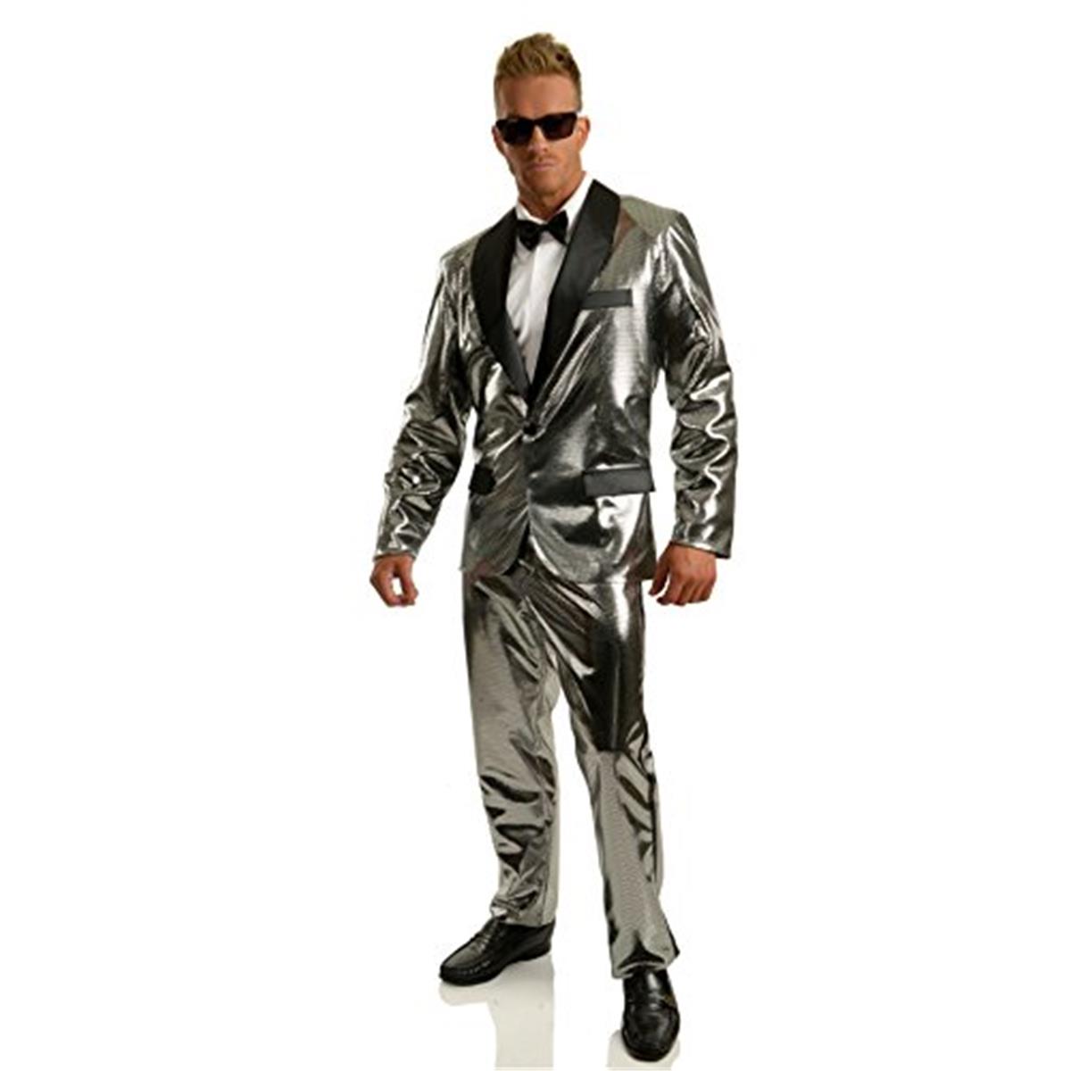 Picture of Charades the Diamond Collection 409447 Men Disco Ball Tuxedo Set with Pants&#44; Silver - Medium