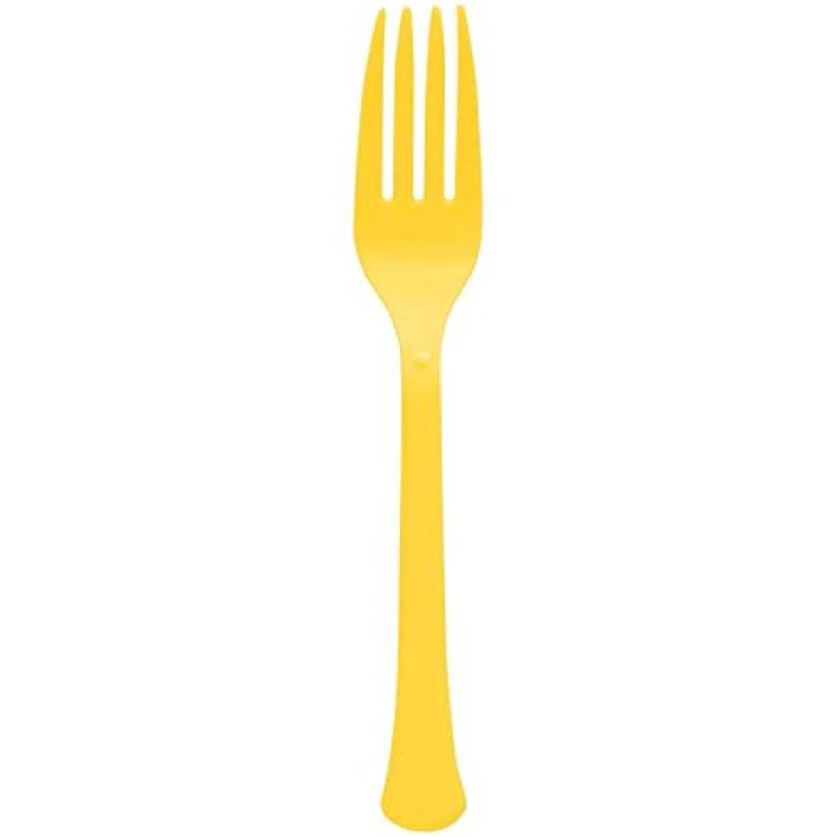 Picture of Amscan 261055 Premium Heavy Weight Plastic Forks&#44; Bright Yellow - Set of 20