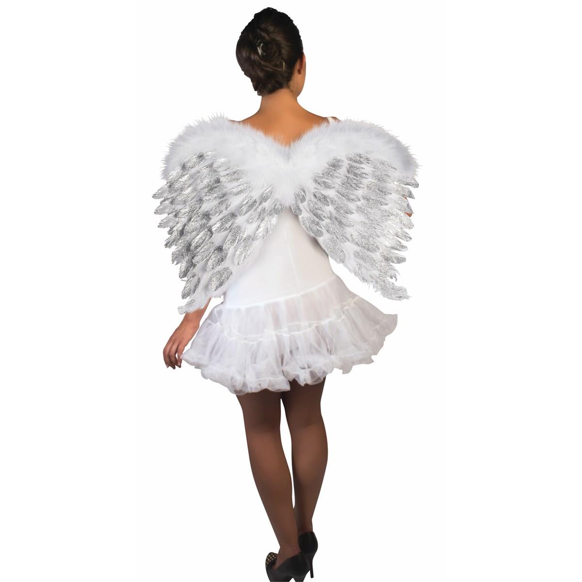 Picture of Forum Novelties Costumes 243461 White Feather Angel Wings with Glitter - One Size