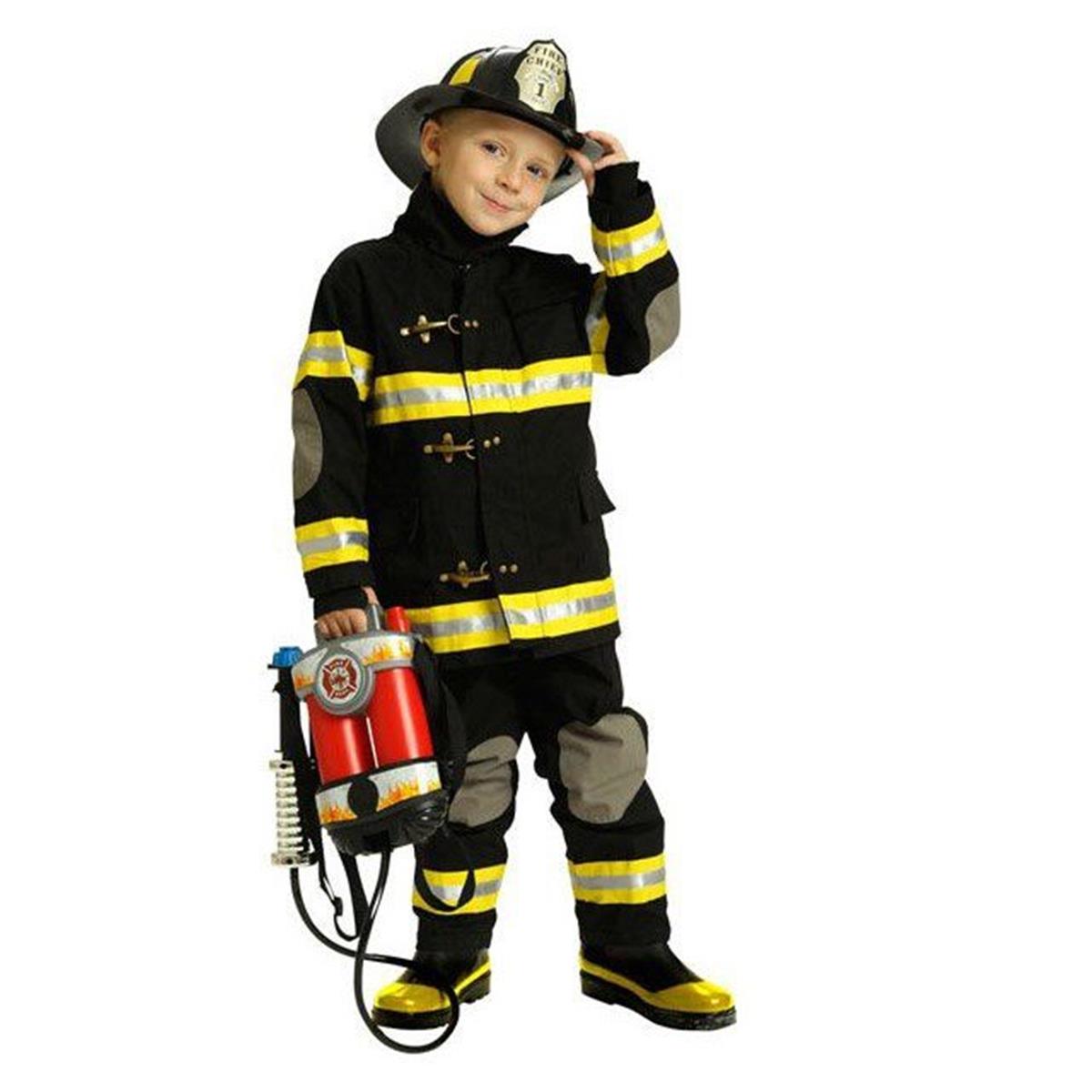 Picture of Charades Costumes 271552 Firefighter Black Deluxe Child Costume - Extra Small