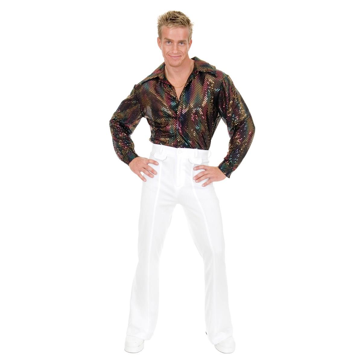 Picture of Charades Costumes 276729 Halloween Mens Sequin Disco Shirt - Extra Small