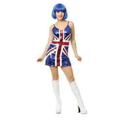 Picture of Charades Costumes 276791 Halloween Womens British Sequin Dress - Small