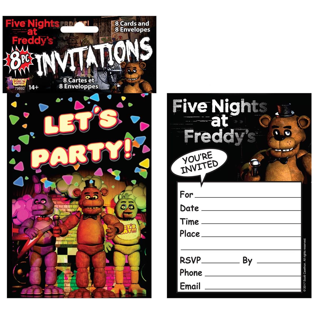 Picture of Forum Novelties 260382 Five Nights At Freddys Invitations&#44; Multicolor - Pack of 8