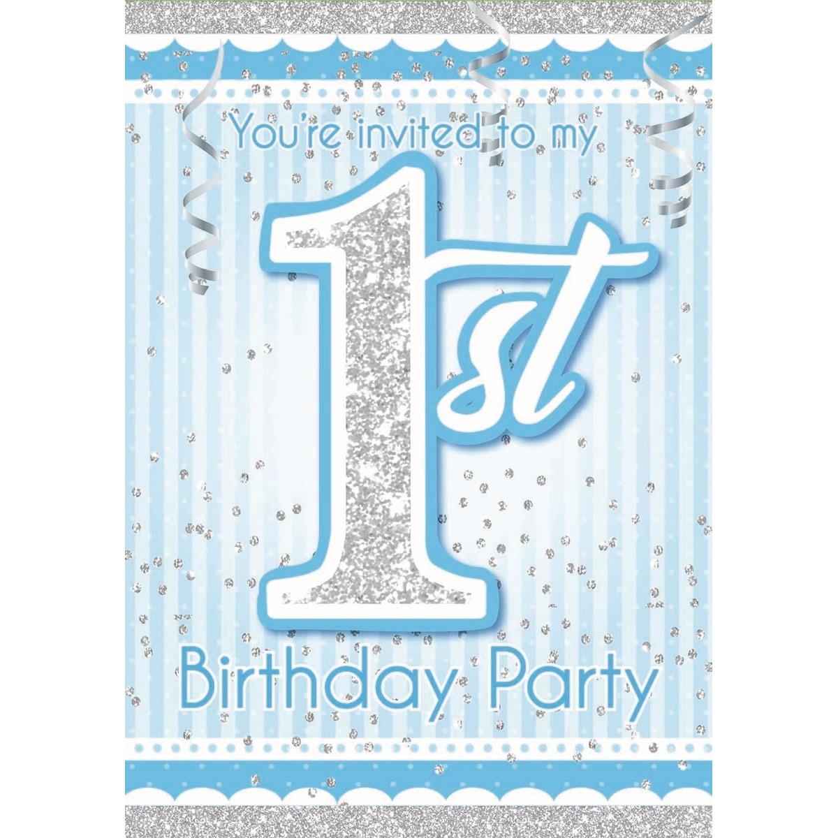 Picture of Forum 268631 1st Birthday Blue Invitations - 8 Piece