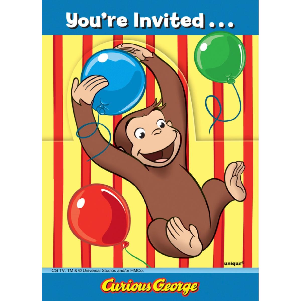 Picture of BuySeasons 266201 Curious George Invitations - 8 Piece