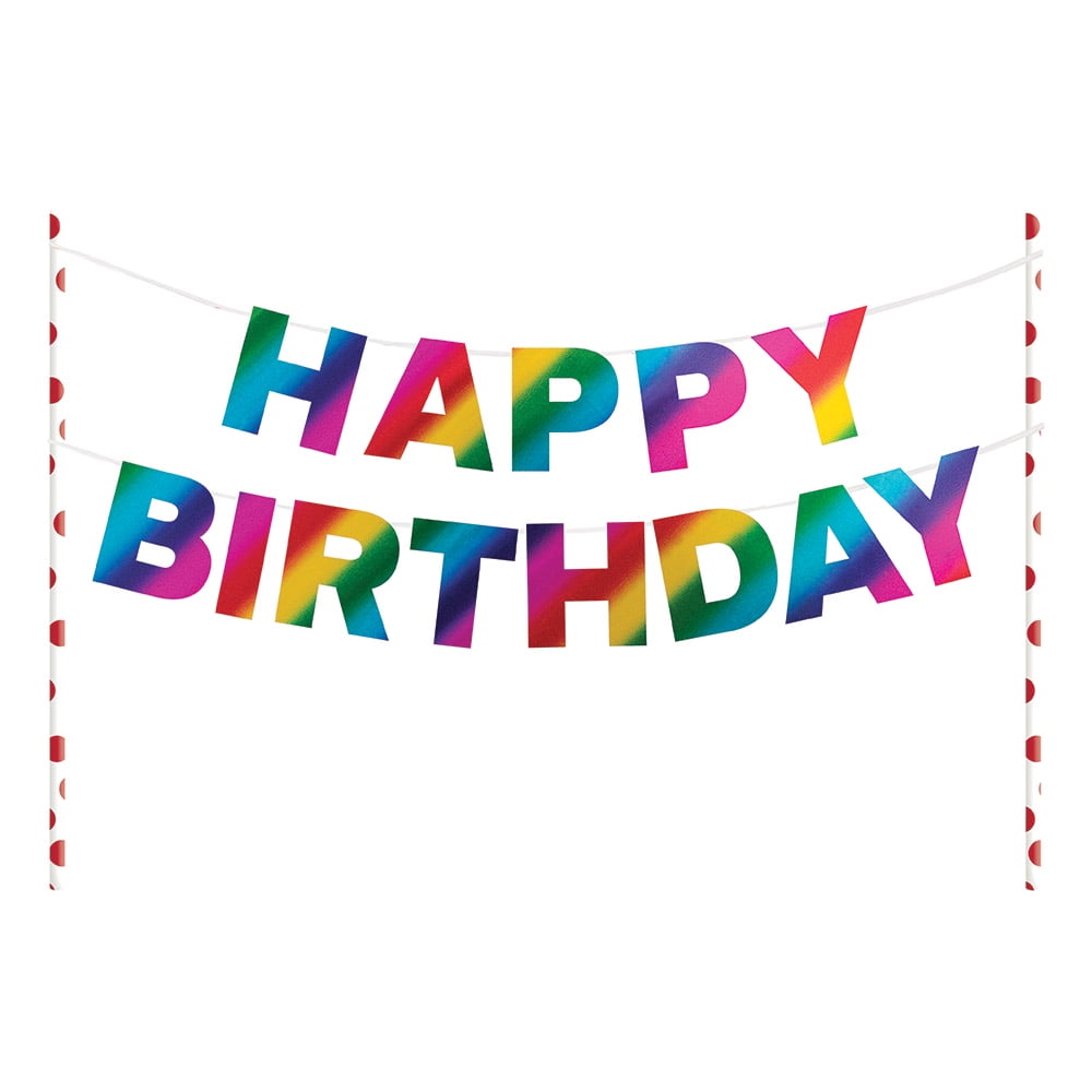 Picture of CEG 268470 Metallic Rainbow Happy Birthday Pennant Cake Topper