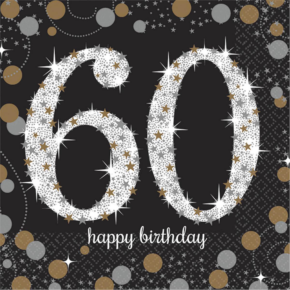 Picture of Amscan 269934 Sparkling 60th Celebration Beverage Napkin - 16 Piece