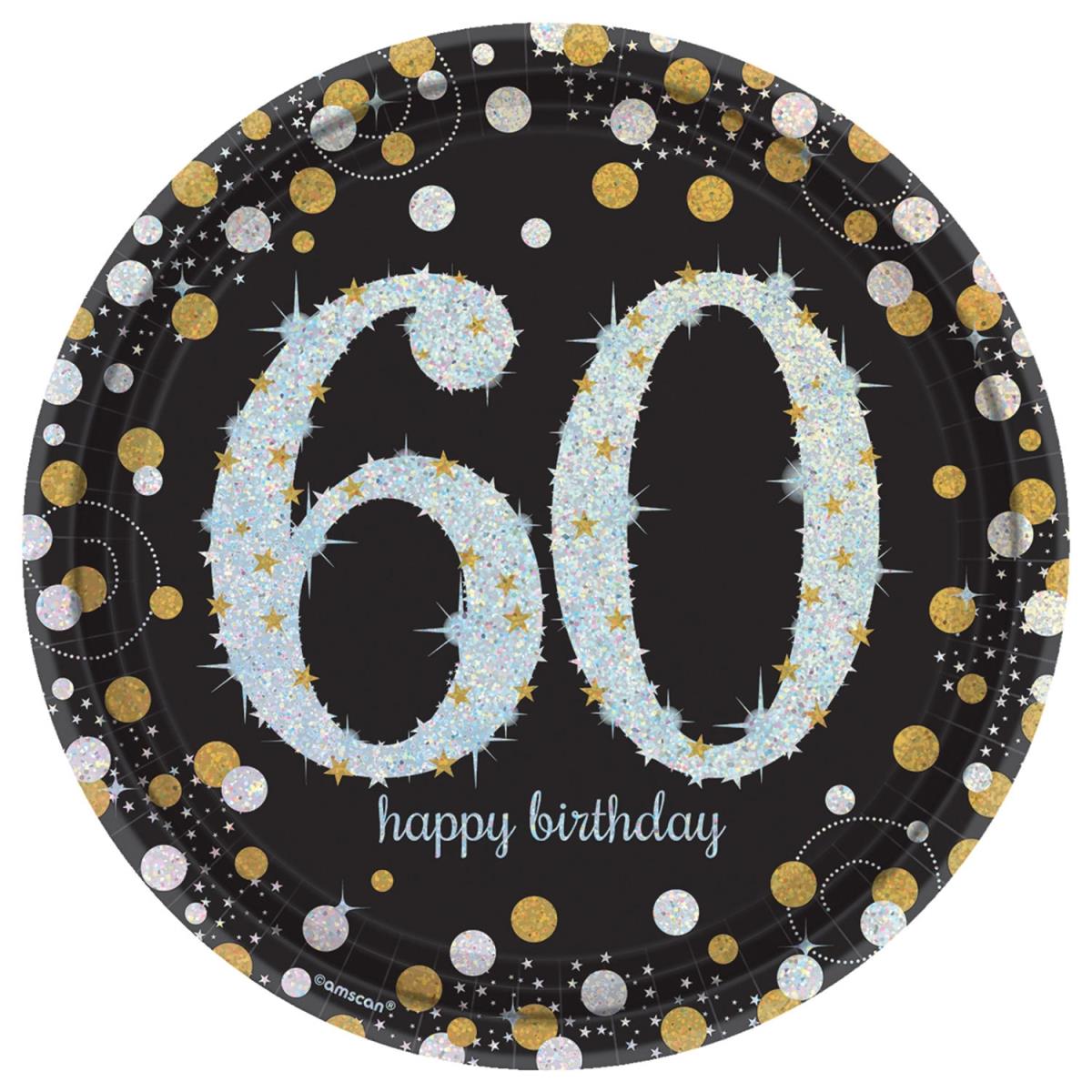 Picture of Amscan 269933 Sparkling 60th Celebration Plate 9 in. Lunch Plates - 8 Piece