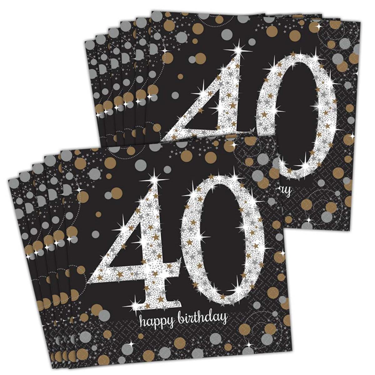 Picture of Amscan 269909 Sparkling Celebration 40th Lunch Napkins - 16 Piece