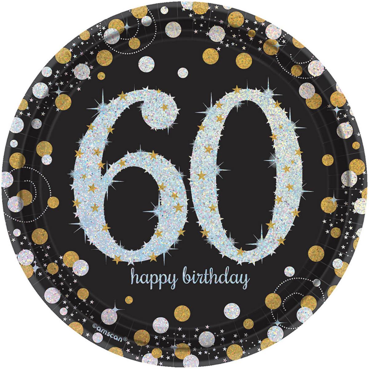 Picture of Amscan 269932 Sparkling 60th Celebration Plate 7 in. Dessert Plates - 8 Piece