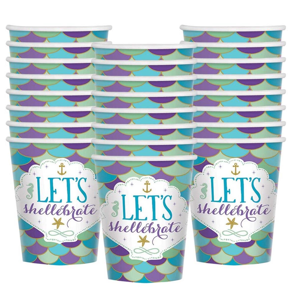 Picture of Birthday Express 305192 Mermaid Wishes Cups 9 oz Mermaid Wishes - 24 Piece