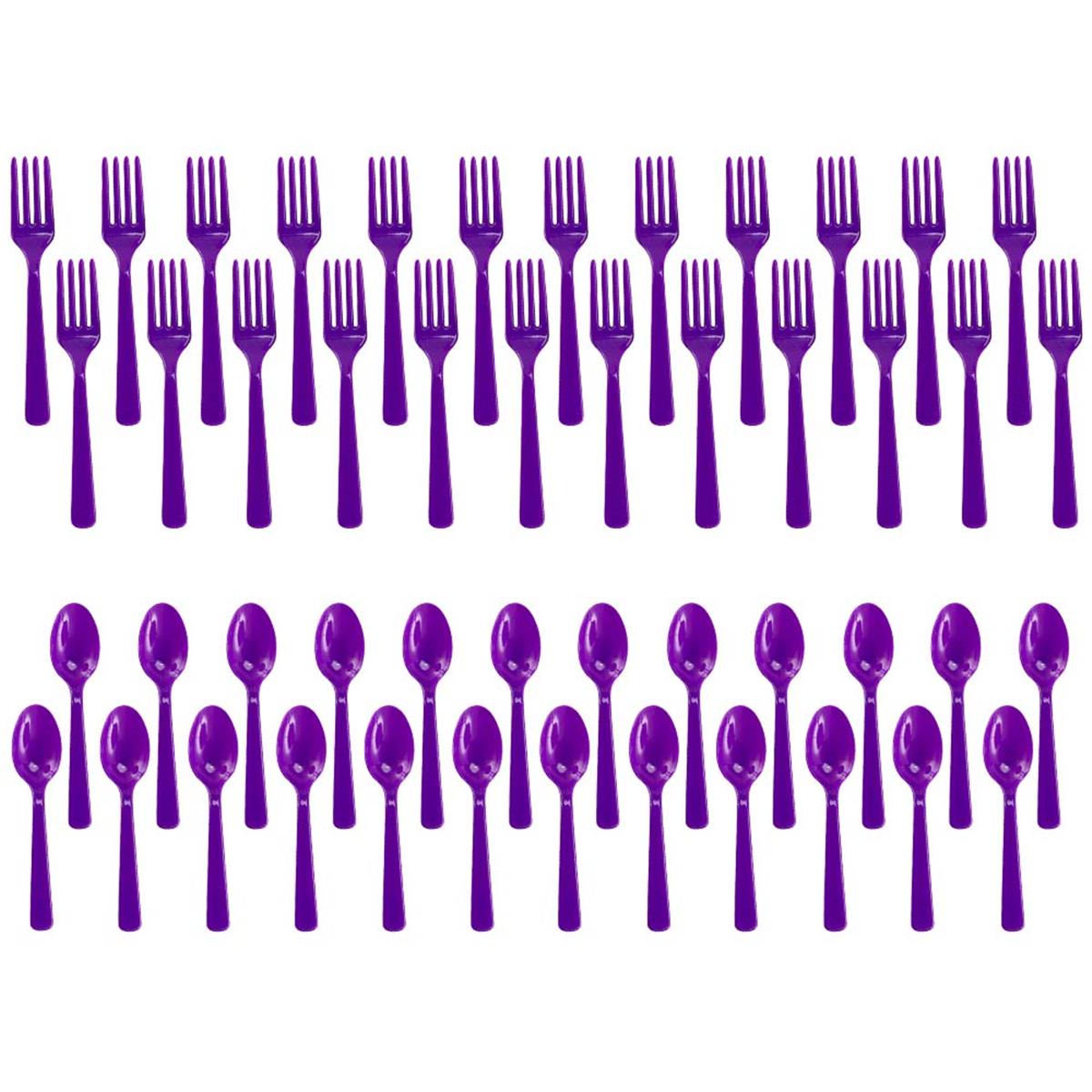 Picture of BirthdayExpress 305559 Forks & Spoons&#44; Purple - 24 Count