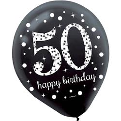 Picture of Amscan 269927 Sparkling 50th Celebration Latex Balloons Sparkling Celebration - 15 Piece