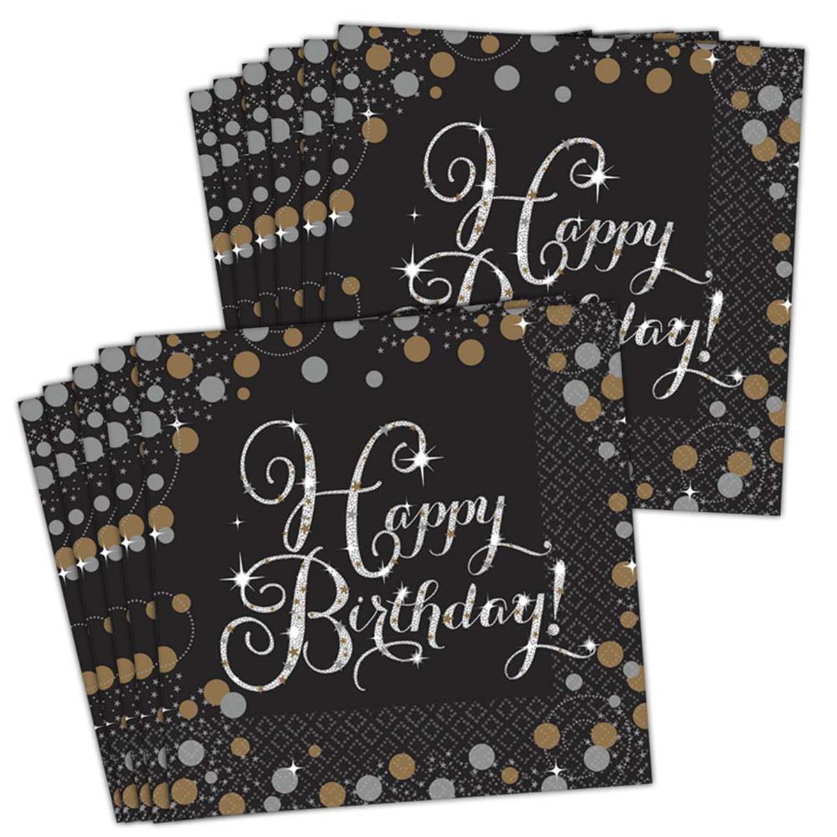 Picture of Amscan 269858 Sparkling Celebration Happy Birthday Lunch Napkin - 16 Piece