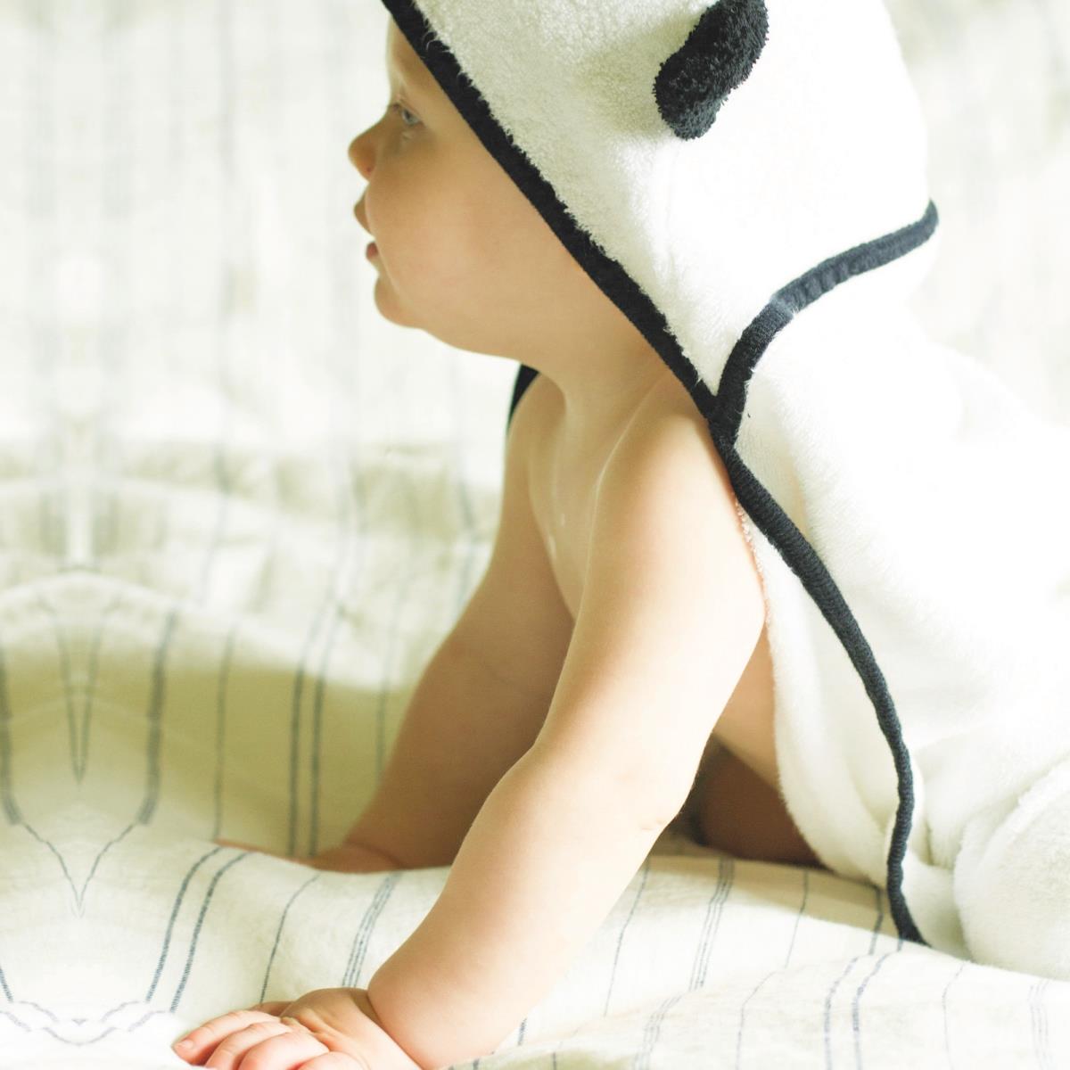 Picture of BedVoyage 19989352 Panda Baby Rayon Viscose Bamboo Hooded Bath Towel Set&#44; White & Black