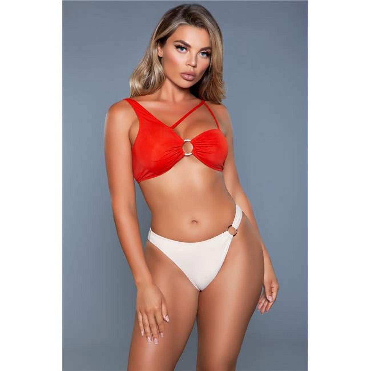 Picture of BeWicked 2129-RD-BEI-S Aubrey Swimsuit&#44; Red & Beige - Small - 2 Piece