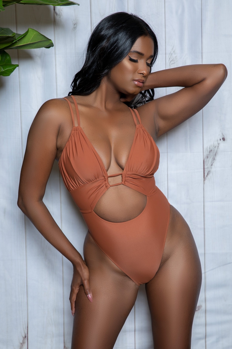 2385-RU-S Evelyn Swimsuit for Women, Rust - Small