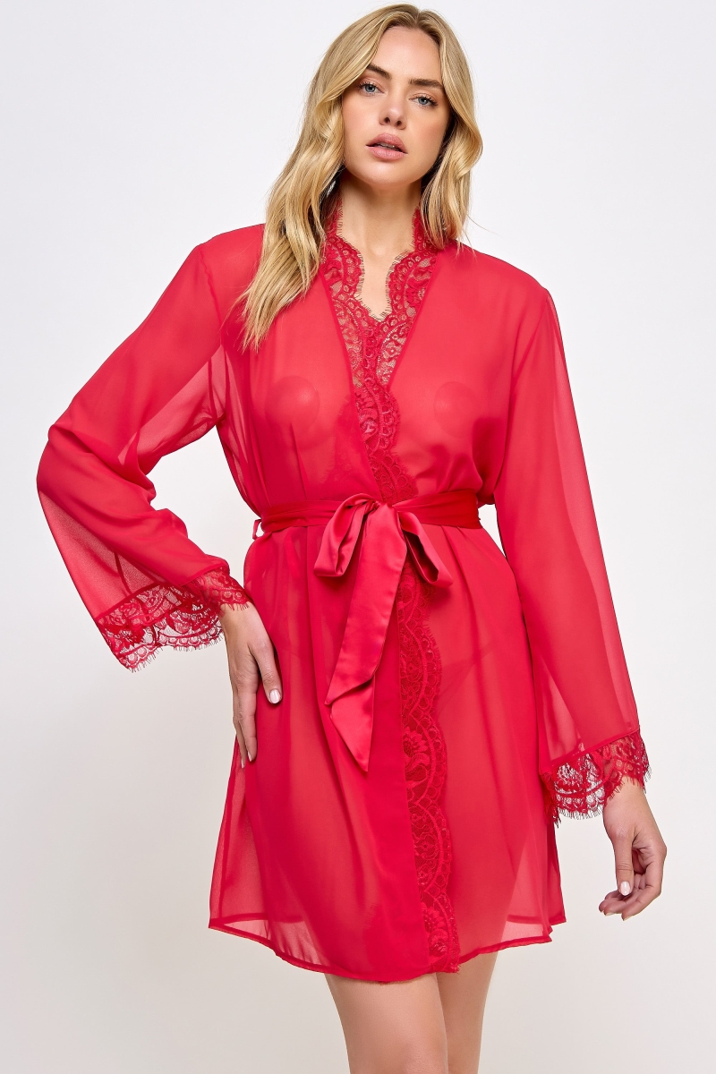 2493-RD-LXL Vivian Robe, Red - Large & Extra Large