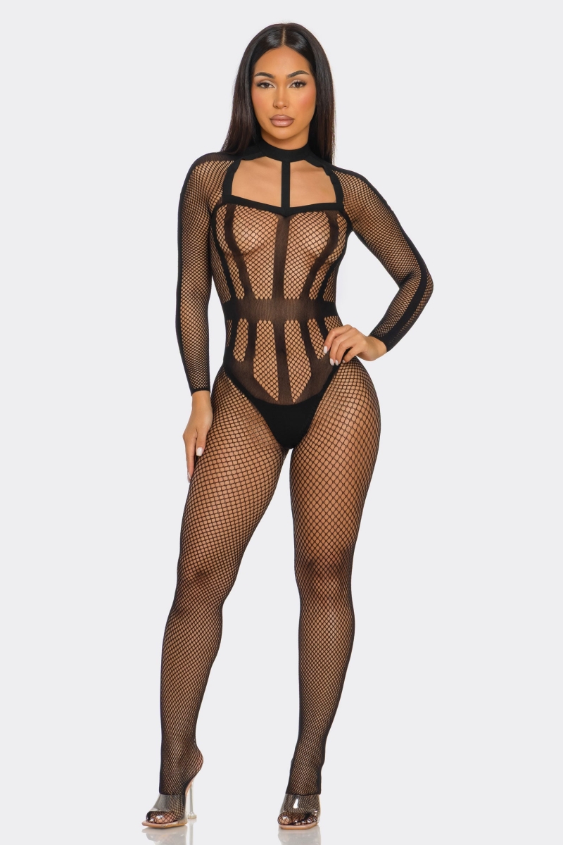 2741-BLK-OS Womens Hold on Tight Bodystocking, Black - One Size
