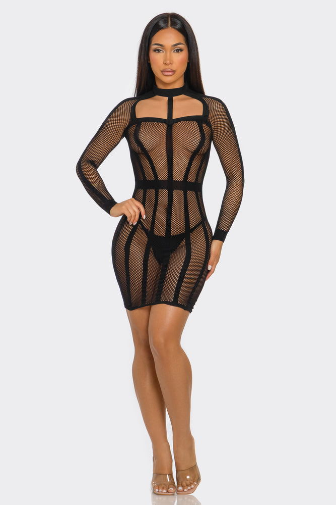 2740-BLK-OS Womens Between the Lines Dress, Black - One Size