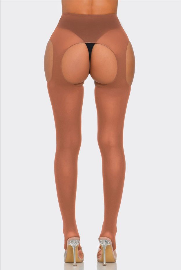 2690-HB-OS Womens Peekaboo Tights, Honey Beige - One Size
