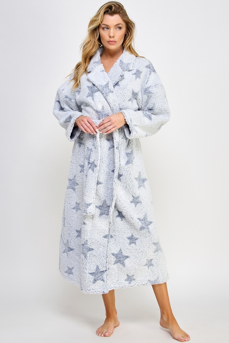 2485-LB-SM Womens Star Robe, Light Blue - Small & Medium