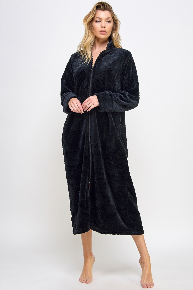 2489-BLK-1X2X Womens Sabrina Robe, Black - Size 1X & 2X
