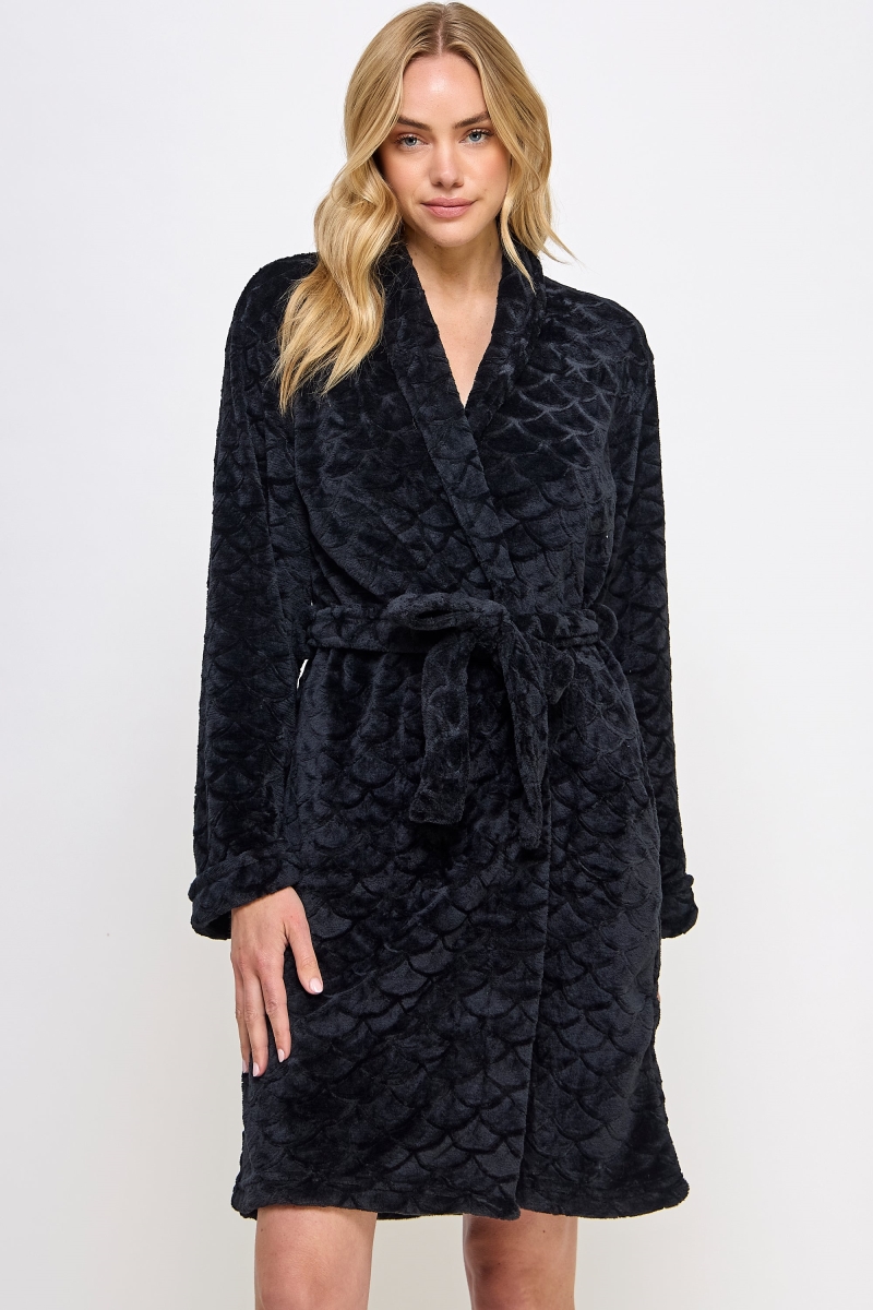 2490-BLK-SM Womens Ariel Robe, Black - Small & Medium