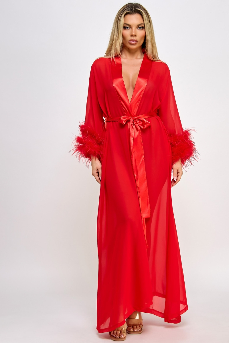 2257-RD-OS Womens Sahar Robe, Red - One Size