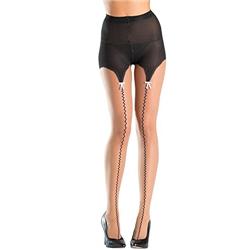 Picture of Be Wicked BW778 Sheer Faux Garter Strap Tights Pantyhose, Black - One Size